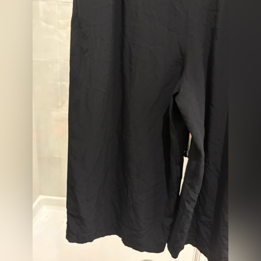 EILEEN FISHER Cami Jumpsuit- Black Viscose Crepe Sleeveless Wide Leg Minimalist - Picture 12 of 15